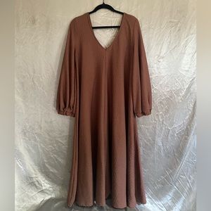 Flowy Midi Dress w/ Deep V Neckline